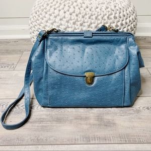 Kimchi Blue Faux Ostrich Crossbody Satchel Blue
